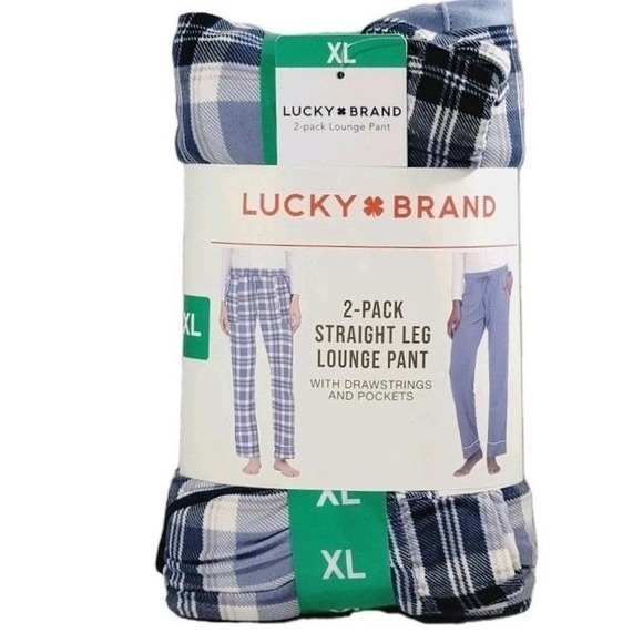 LUCKY BRAND Loungewear Pajama Pants Sz XL Blue Plaid 2 Pair Pack Lounge PJs NWT - Picture 2 of 8